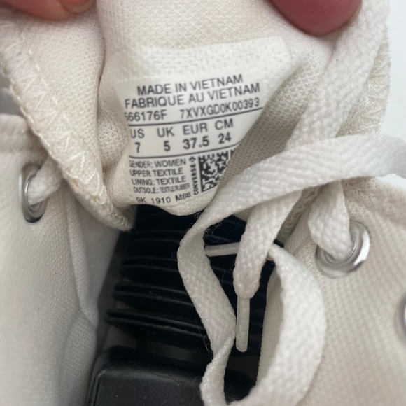 Converse All Star High Top‎ Sneakers White Silver Script Lettering Shoes Size 7 - Picture 12 of 14